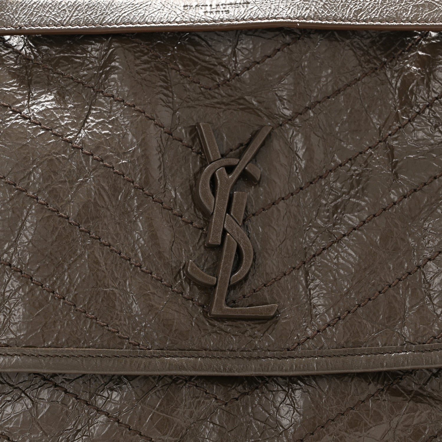 Saint Laurent Crinkled Calfskin Matelasse Monogram Medium Niki Chain Satchel Faggio 8 of 10