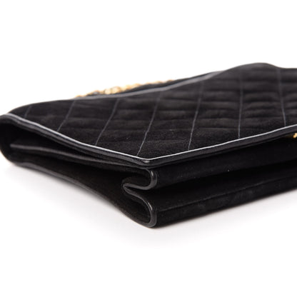 Chanel Suede Quilted CC Small Single Flap Black 7 of 8