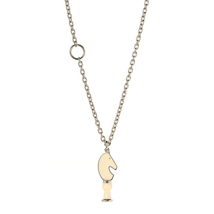 Hermes Lacquered Palladium Cavalier Necklace Craie 1 of 7