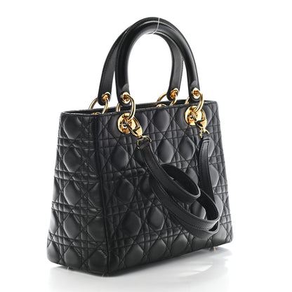 Christian Dior Lambskin Cannage Medium Lady Dior Black 3 of 9