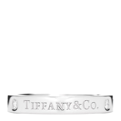 Tiffany Platinum Diamond Logo Band Ring 49 5 1 of 4
