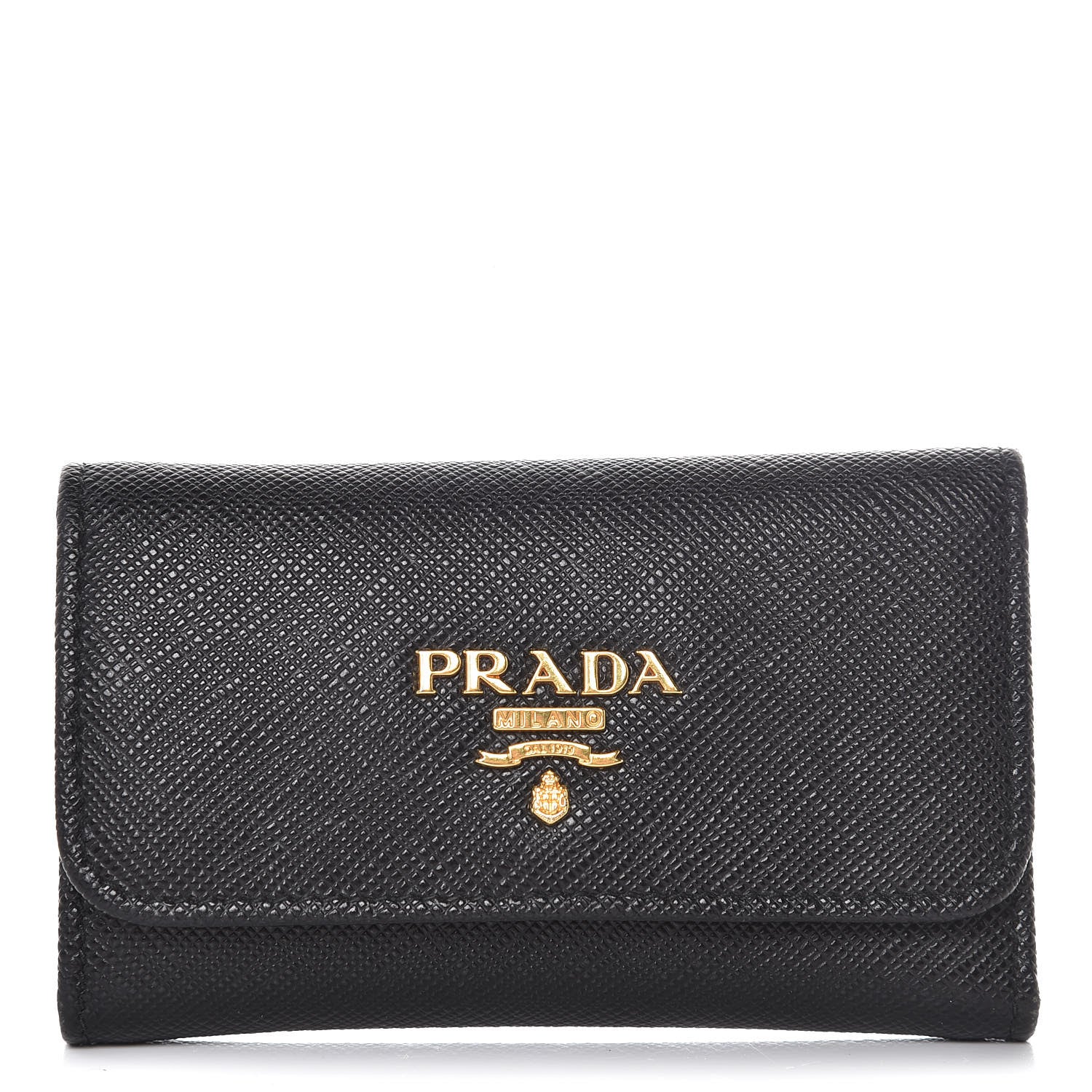Prada Saffiano Metal 6 Key Holder Black 1 of 8