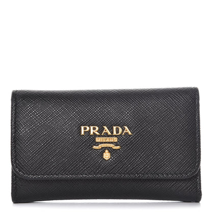 Prada Saffiano Metal 6 Key Holder Black 1 of 8