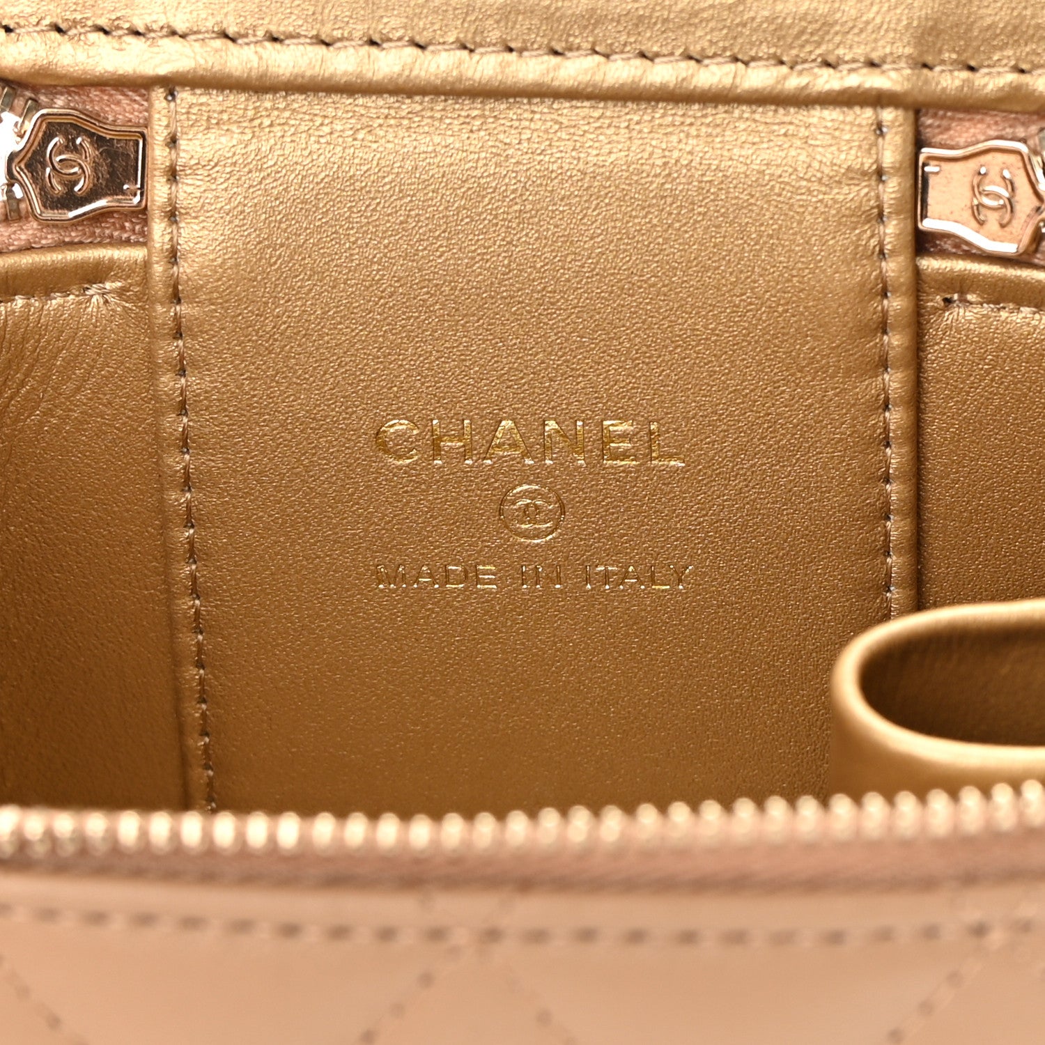 Chanel Lambskin Quilted Pearl Crush Mini Vanity Case With Chain