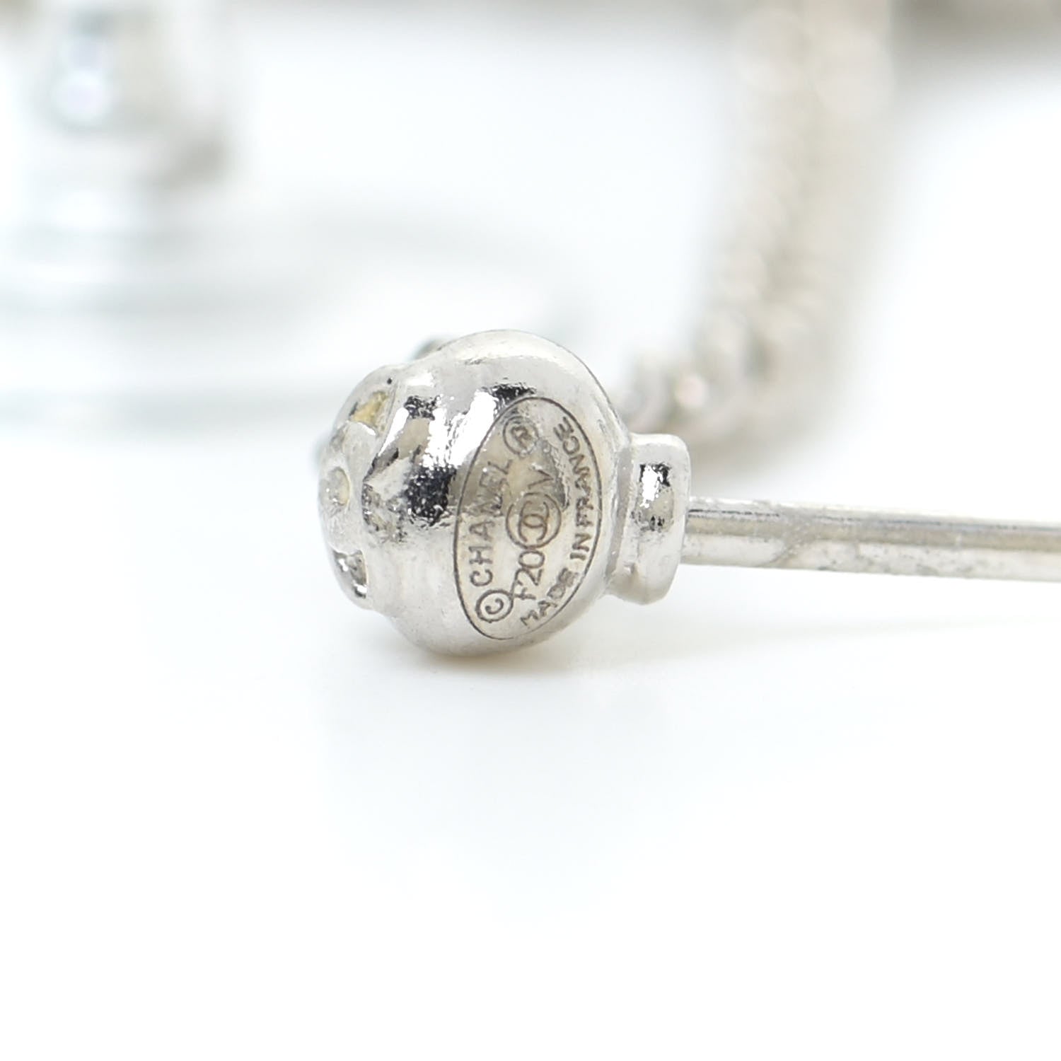 Chanel Baguette Crystal CC Drop Earrings Silver 4 of 6