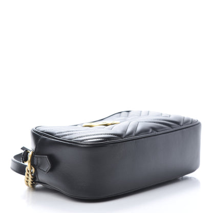 Gucci Calfskin Matelasse Small GG Marmont Chain Shoulder Bag Black 4 of 12