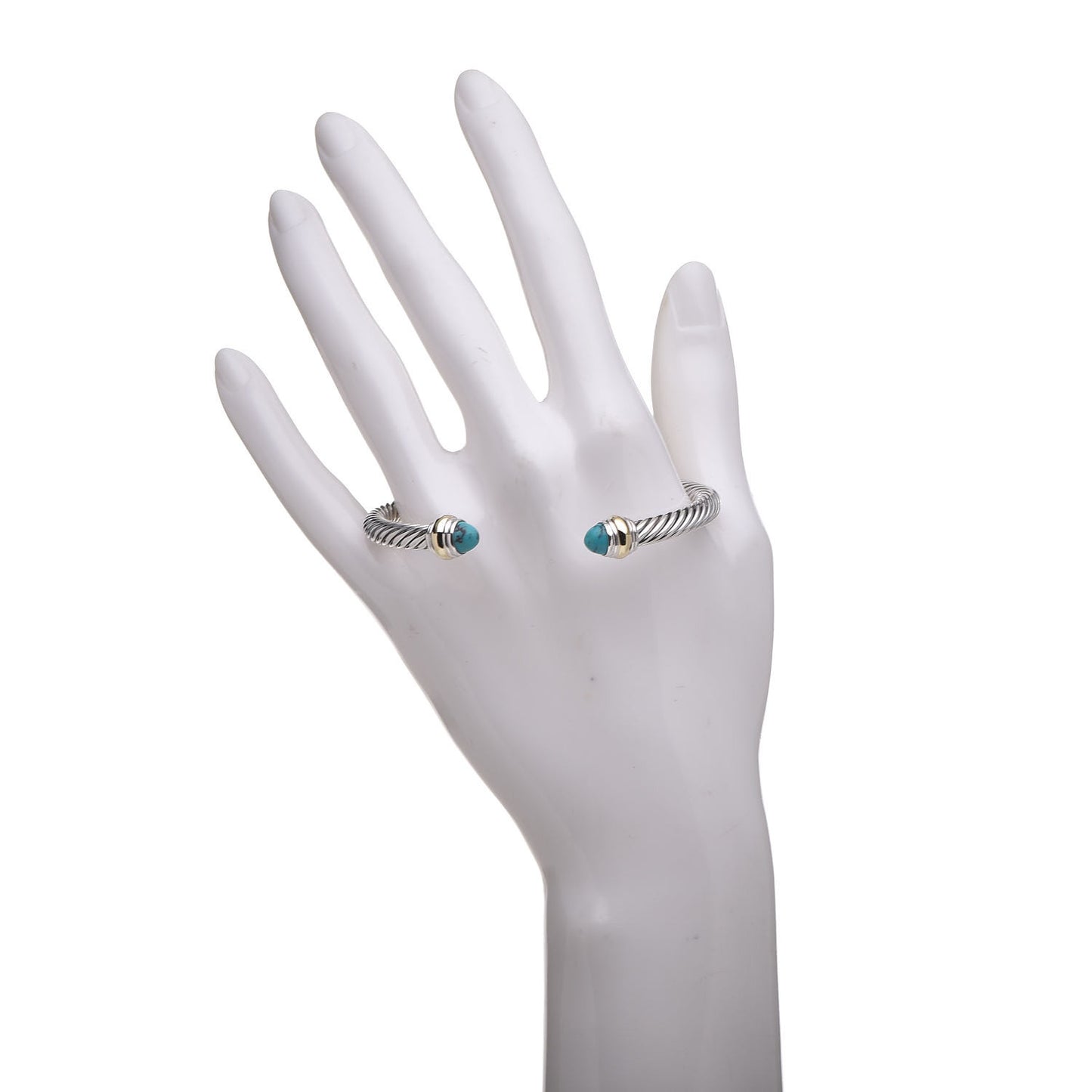 Sterling Silver 14K Yellow Gold Turquoise 5mm Cable Classics Bracelet