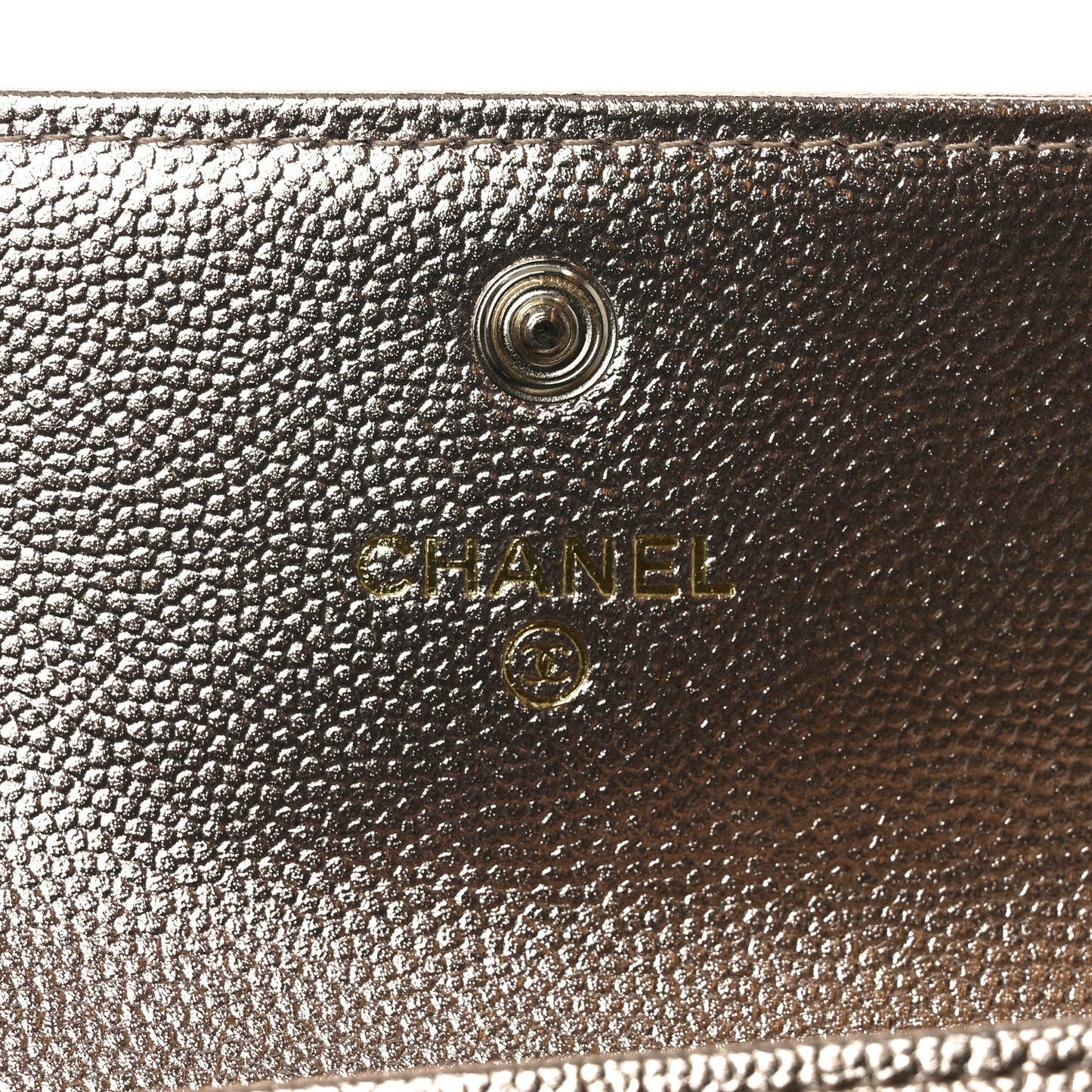 Metallic Caviar Quilted CC Flap Card Holder Copper