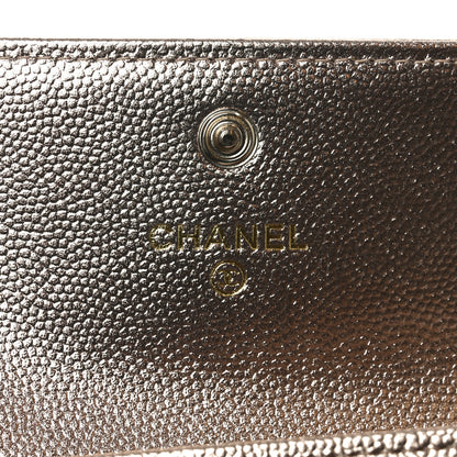 Chanel Metallic Caviar Quilted CC Flap Card Holder Copper 6 of 8