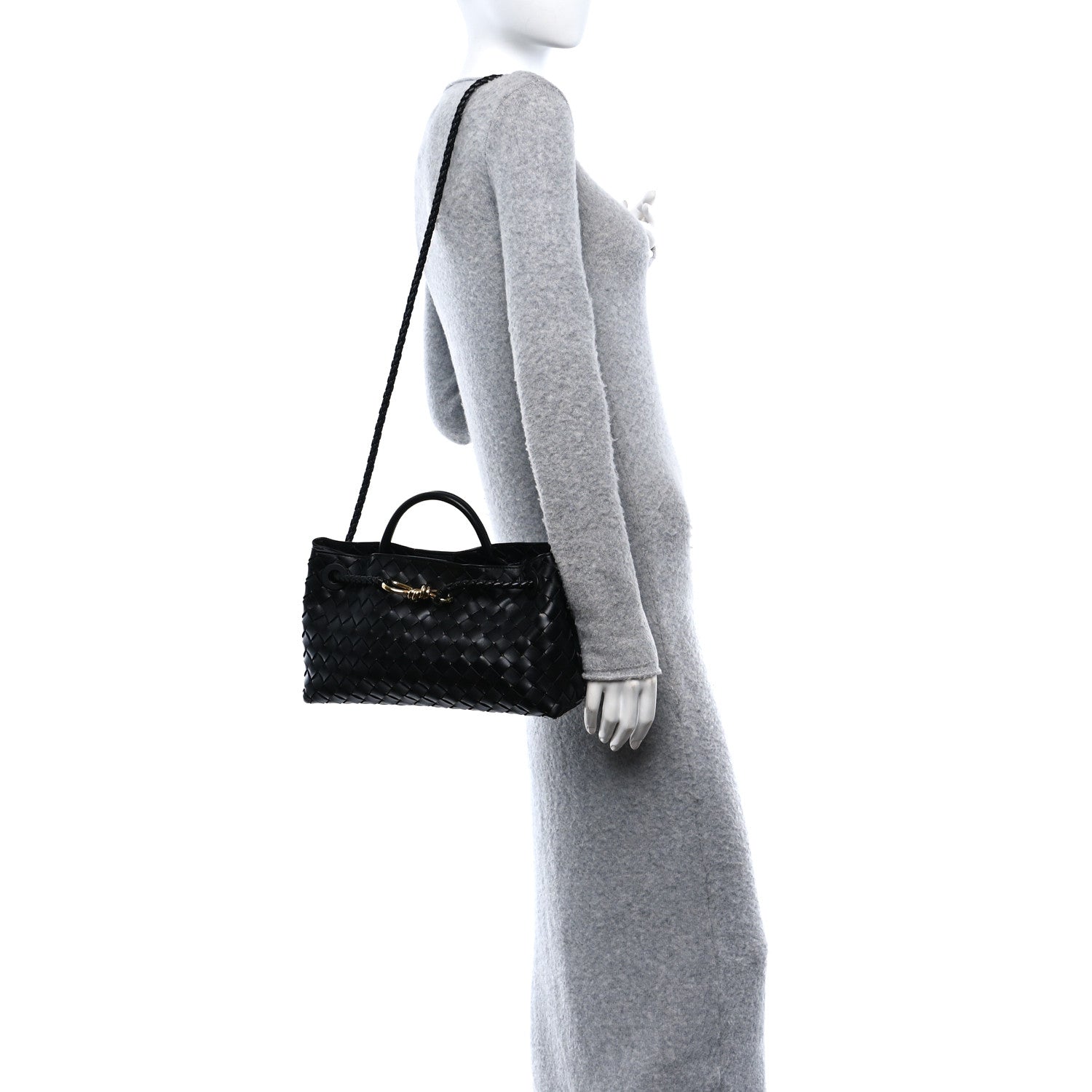 Bottega Veneta Nappa Intrecciato Small East West Andiamo Shoulder Bag Black 2 of 12