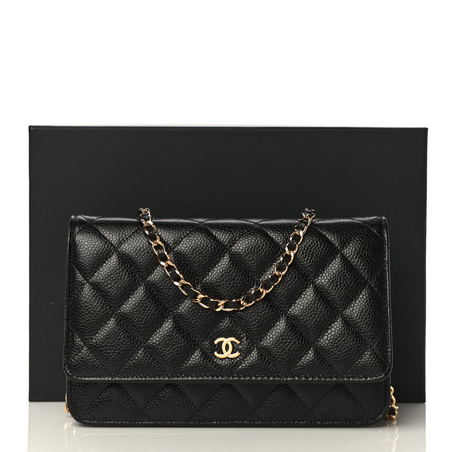 Caviar Quilted Wallet On Chain WOC Black