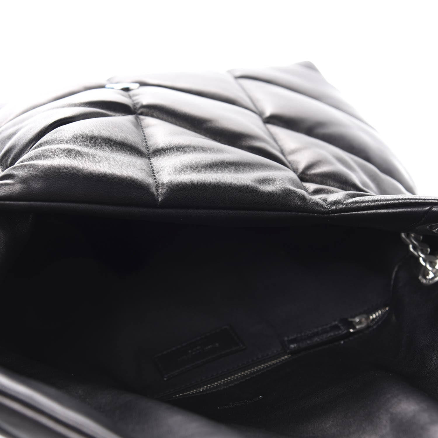 Saint Laurent Lambskin Quilted Medium Loulou Puffer Monogram Chain Satchel Black 5 of 11