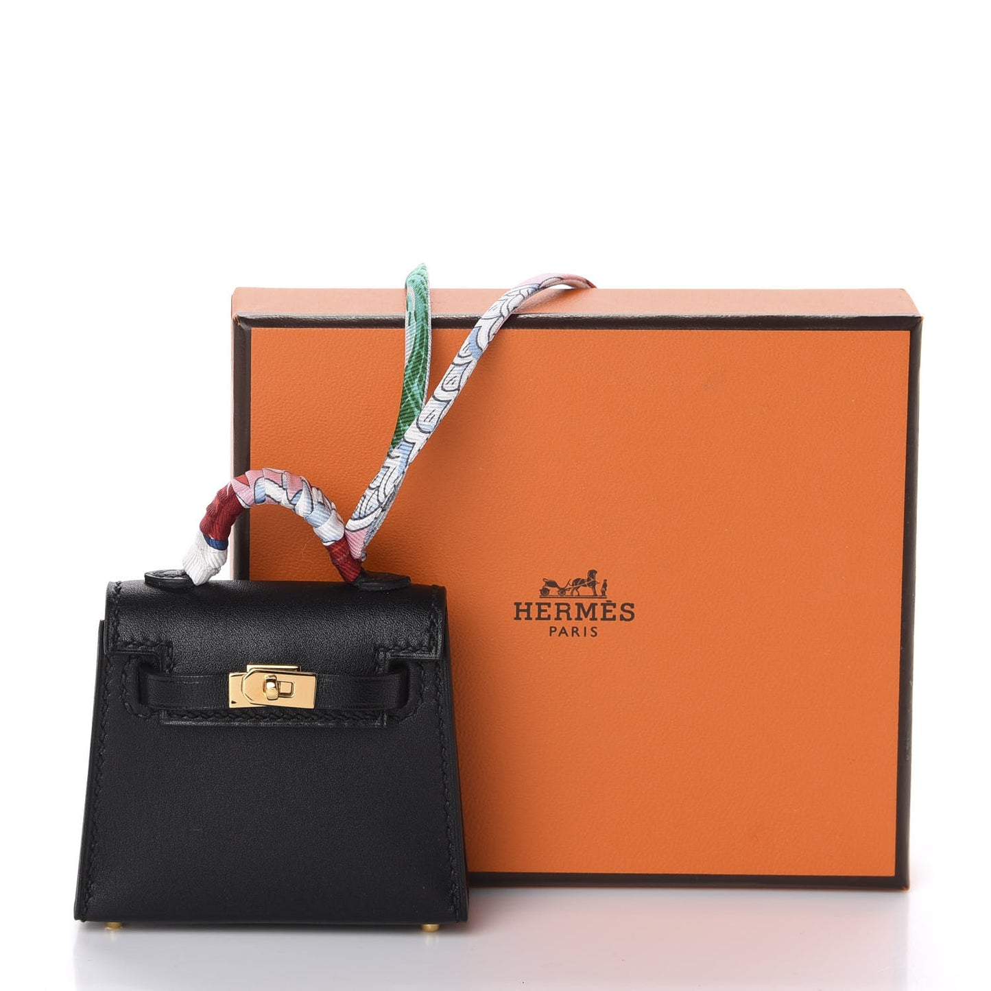 Tadelakt Mini Kelly Twilly Bag Charm Black