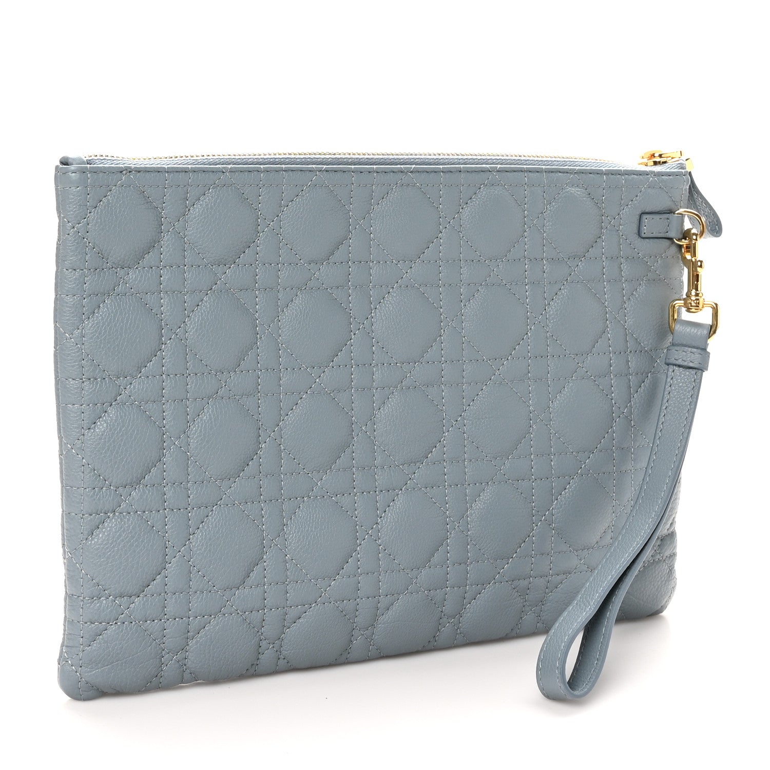 Christian Dior Supple Calfskin Cannage Large Caro Daily Pouch Cloud Blue 3 of 8