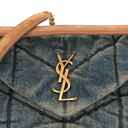 Saint Laurent Denim Quilted Small Loulou Puffer Monogram Chain Satchel Blue Cinnamon 8 of 10