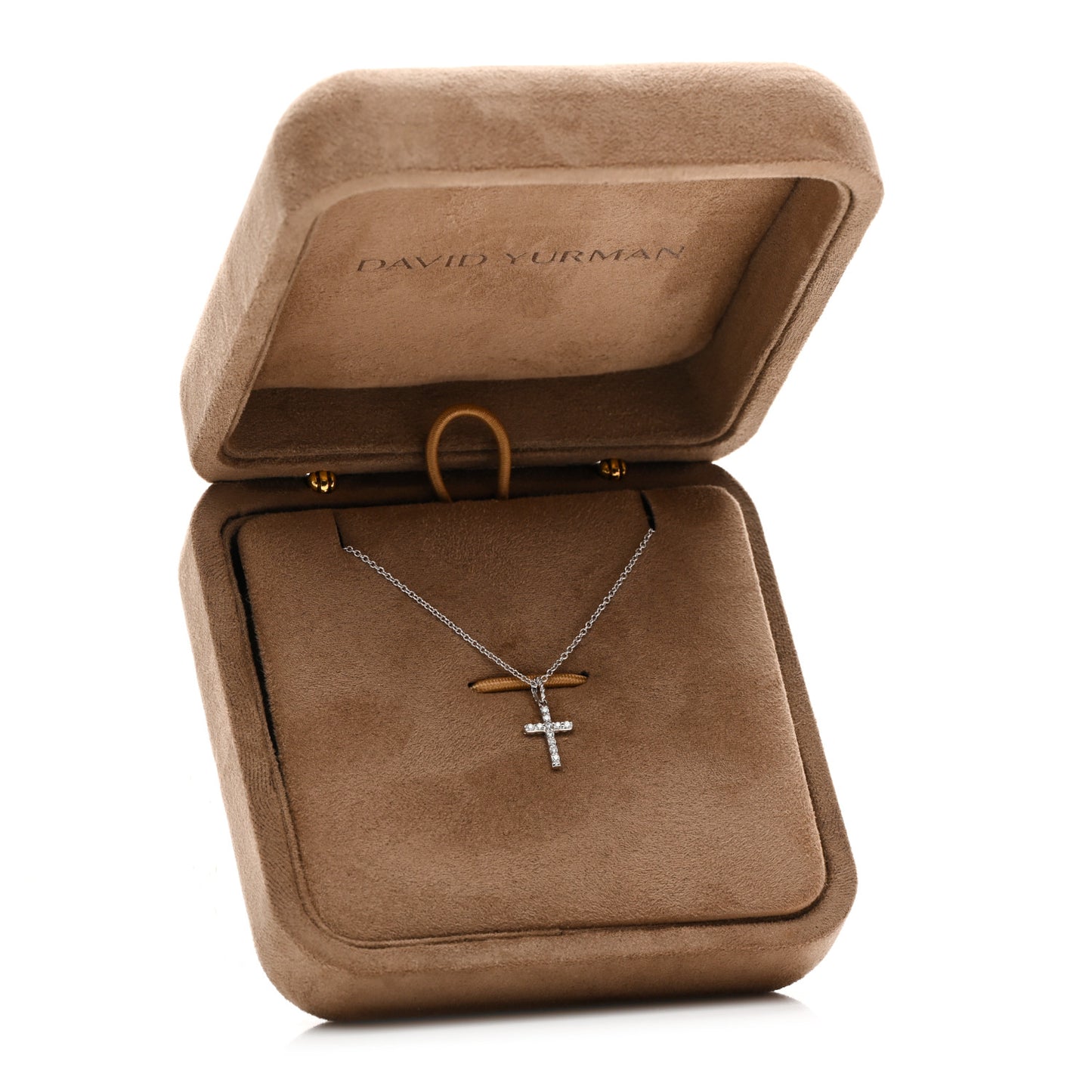 18K White Gold Diamond Cable Collectibles Cross Necklace