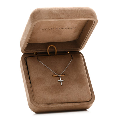 David Yurman 18K White Gold Diamond Cable Collectibles Cross Necklace 5 of 5