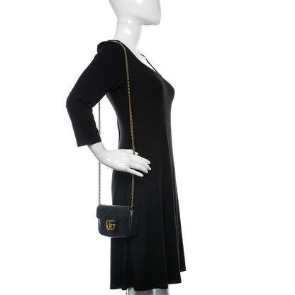 Gucci Calfskin Matelasse Super Mini GG Marmont Shoulder Bag Black 13 of 13