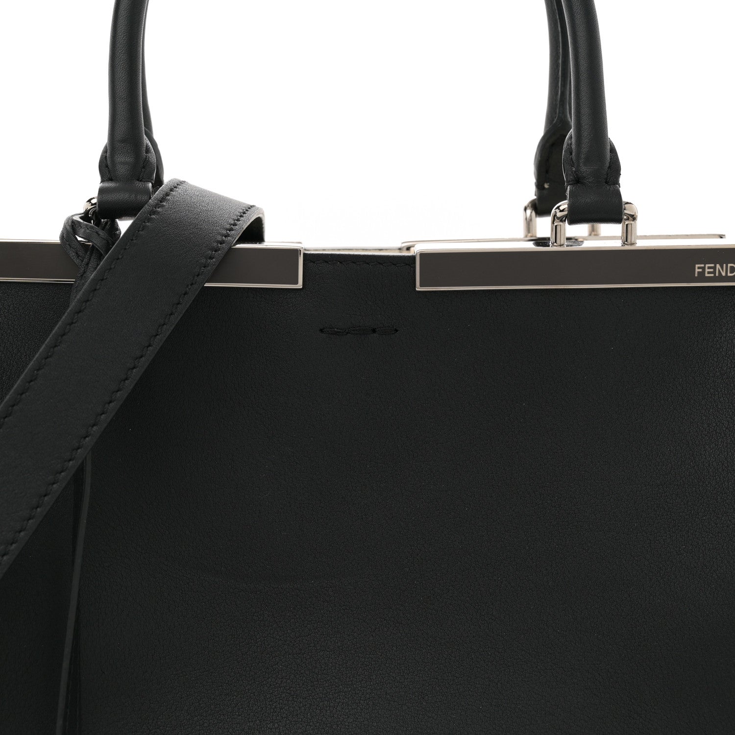 Fendi Vitello Dolce Shiny Nappa Petite 3Jours Tote Black 8 of 13