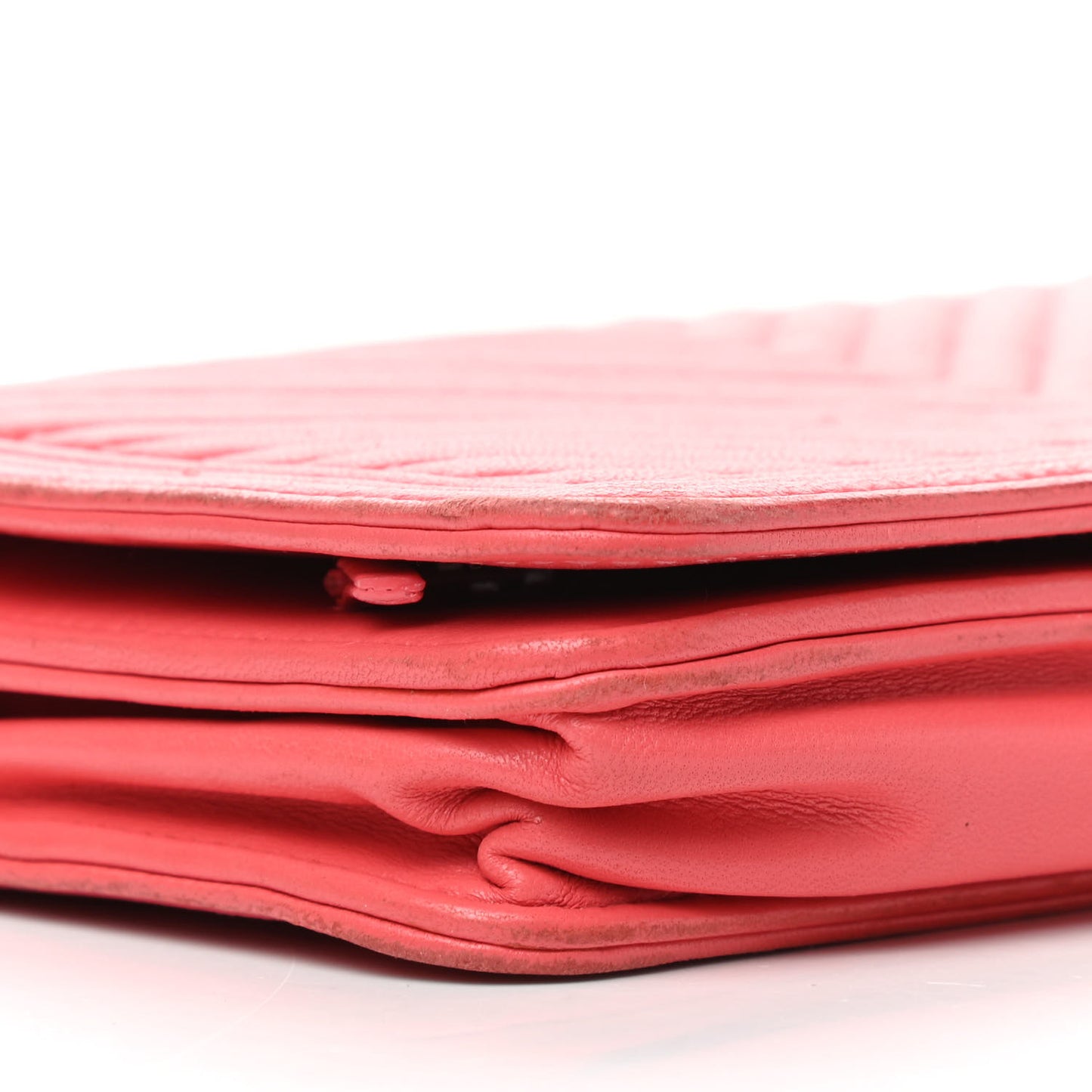 Lambskin Chevron Quilted Boy Wallet On Chain WOC Pink