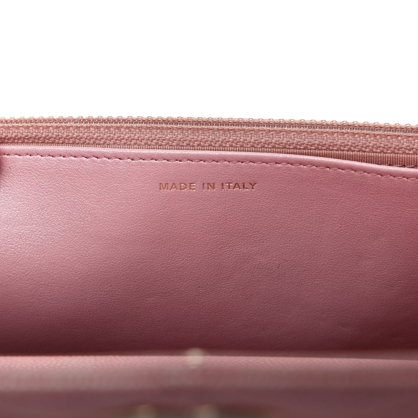 Iridescent Caviar Quilted Wallet on Chain WOC Rose Pink