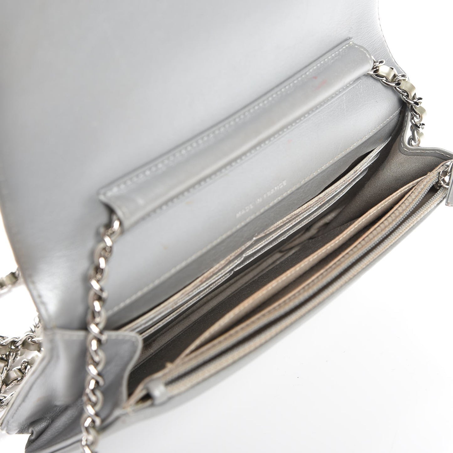 Patent Strass Wallet On Chain WOC Silver