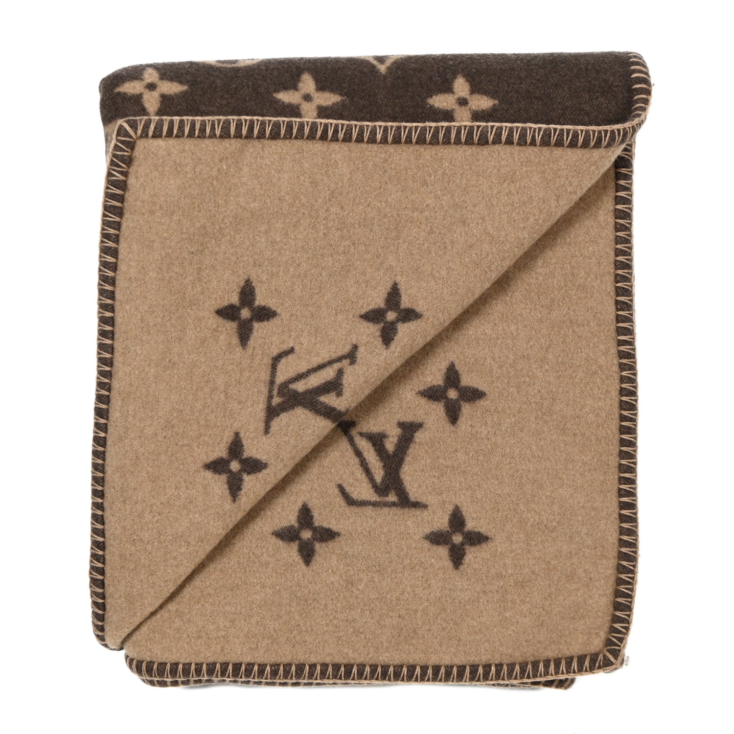 Louis Vuitton Wool Cashmere Neo Monogram Blanket Marron 2 of 3