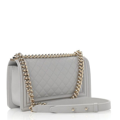 Chanel Caviar Quilted Medium Boy Flap Light Grey 2 of 10