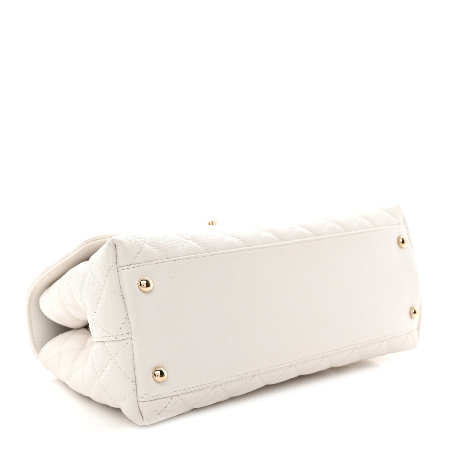 Caviar Quilted Small Coco Handle Flap White