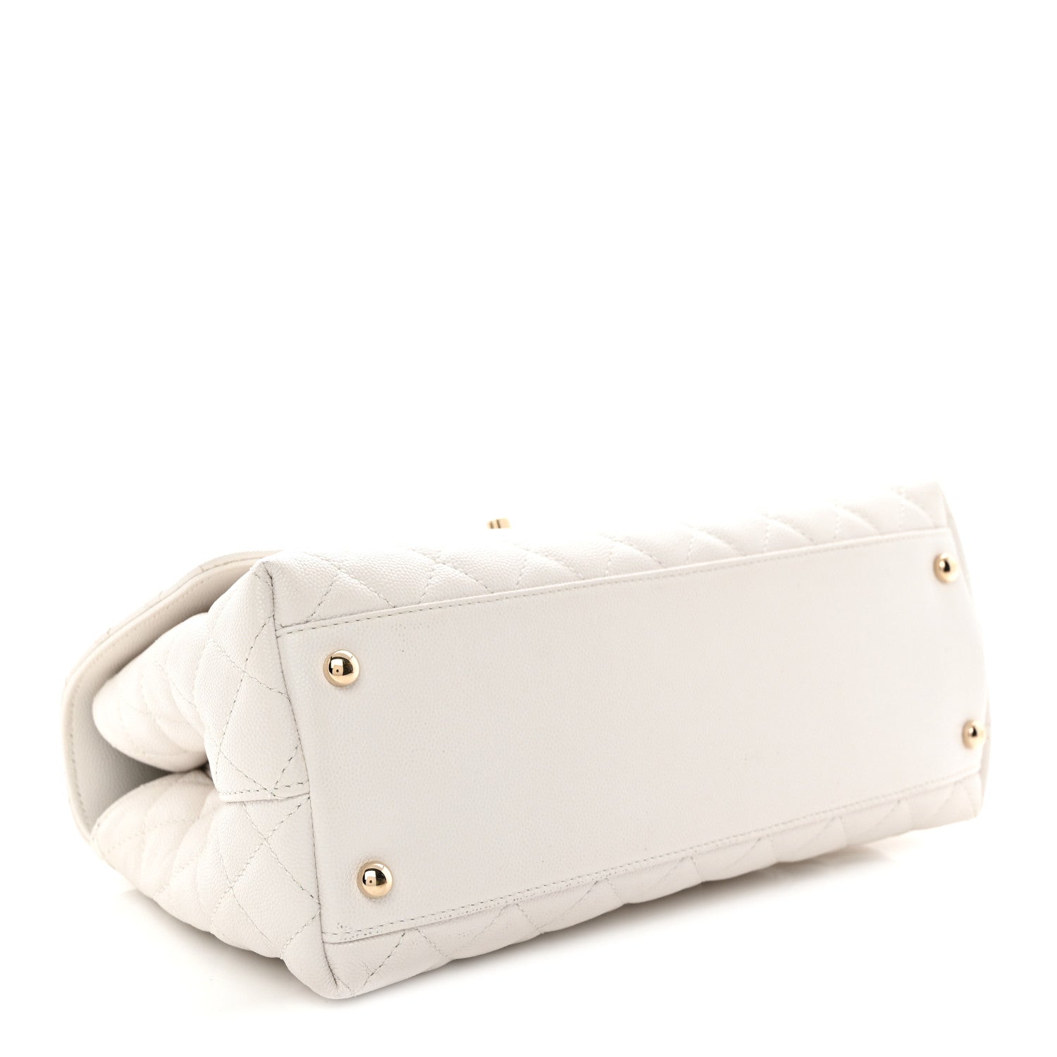 Chanel Caviar Quilted Small Coco Handle Flap White 4 of 11
