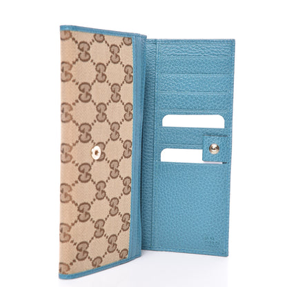 Gucci Monogram Dollar Calfskin Continental Flap Wallet Beige Ebony Deep Cobalt 6 of 9