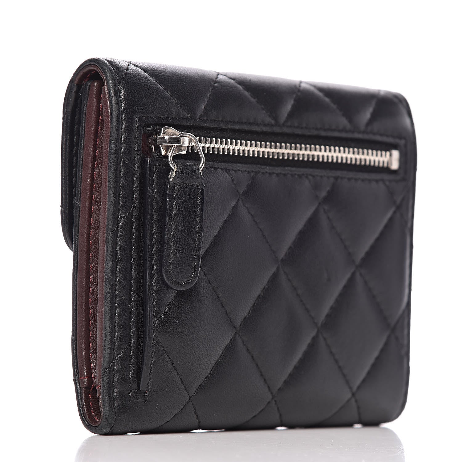 Chanel Lambskin Quilted Small Compact Wallet Black 3 of 8