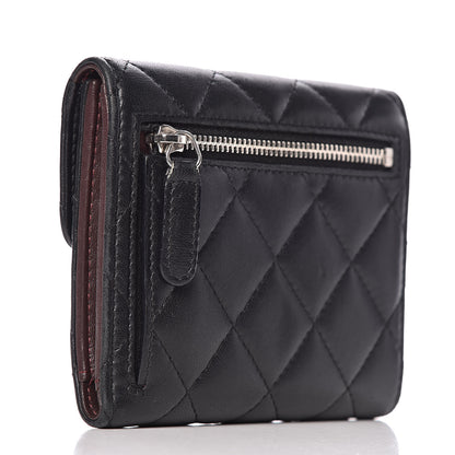 Chanel Lambskin Quilted Small Compact Wallet Black 3 of 8