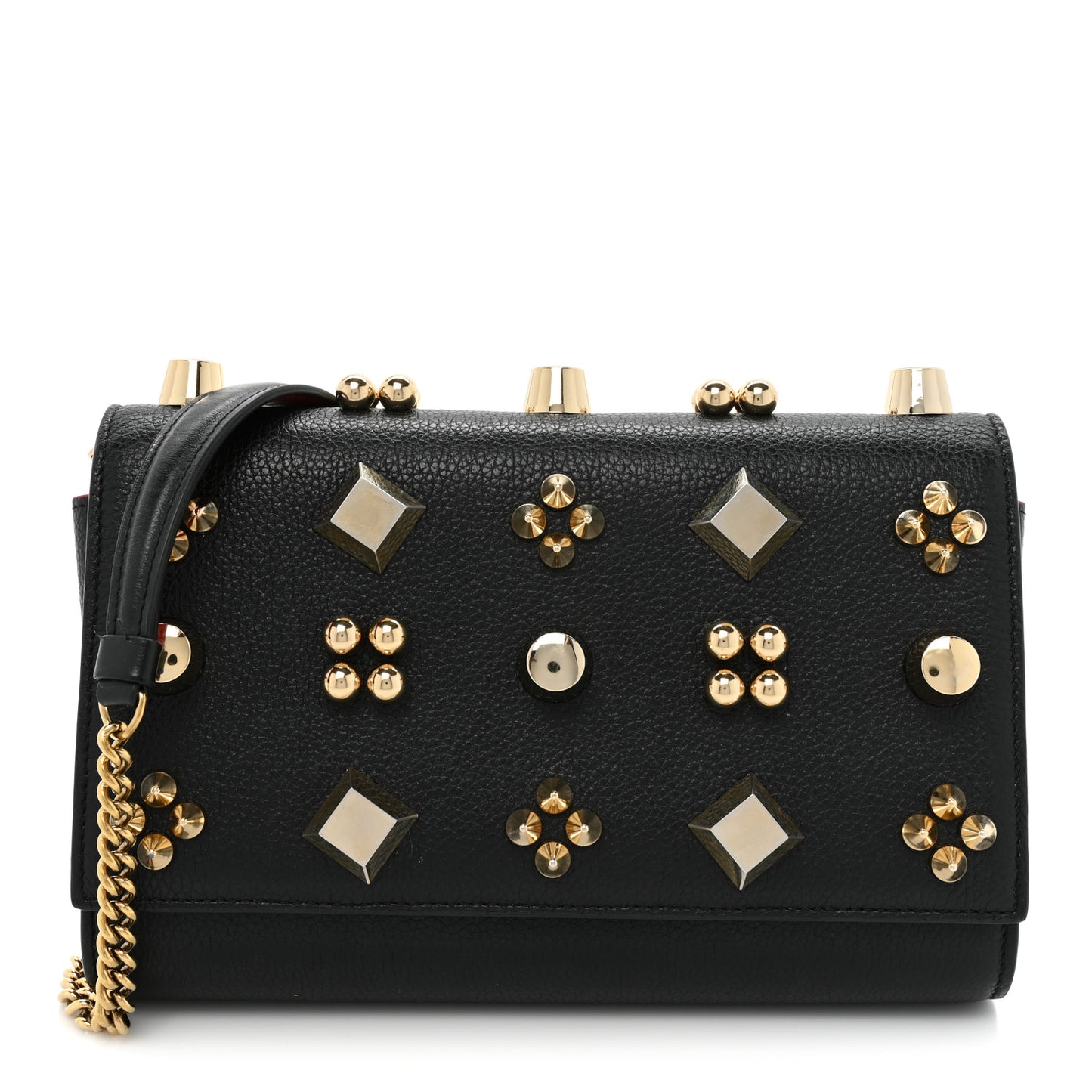 Calfskin Spikes Empire Paloma Clutch Black