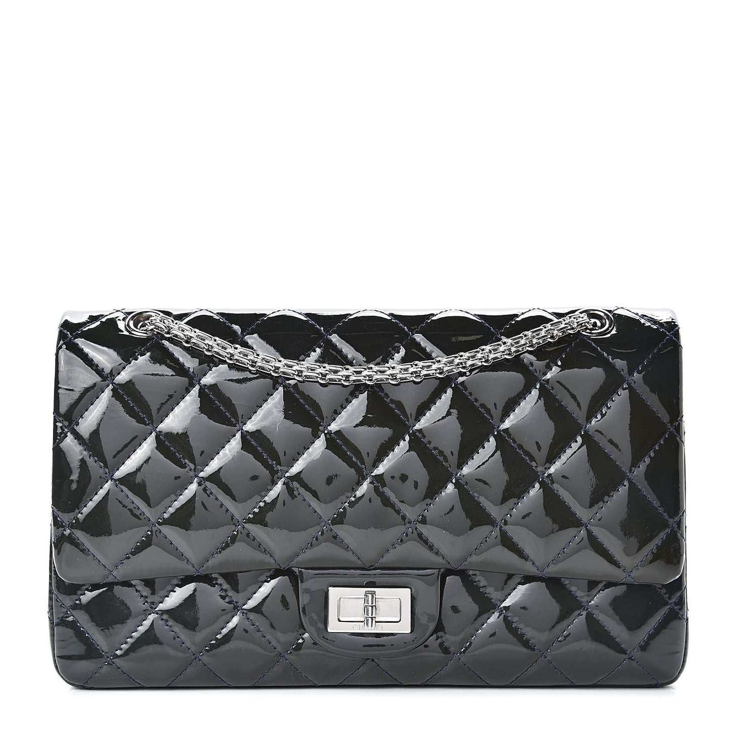 Patent Quilted 2.55 Reissue 227 Flap Dark Blue