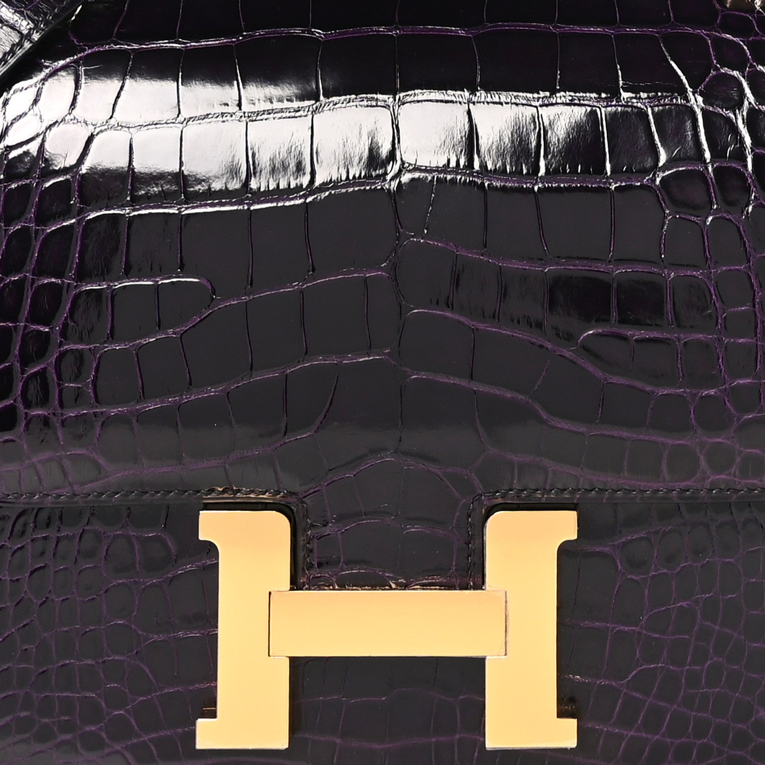 Hermes Shiny Alligator Constance 24 Aubergine 8 of 11