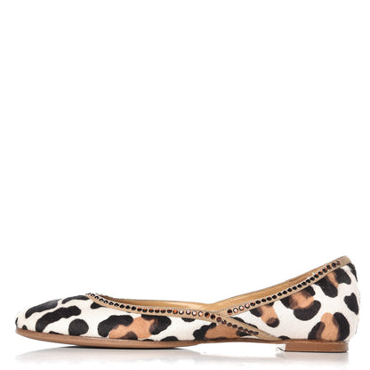 Valentino Garavani Pony Hair Leopard Print Crystal Flats 39 1 of 11