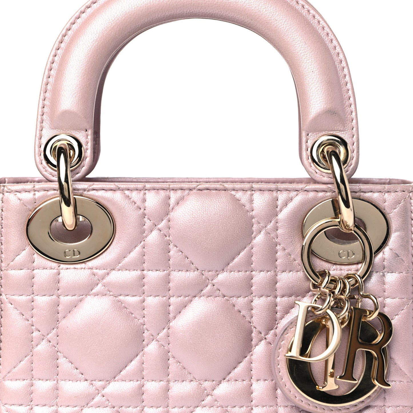 Metallic Lambskin Cannage Mini Lady Dior Lotus