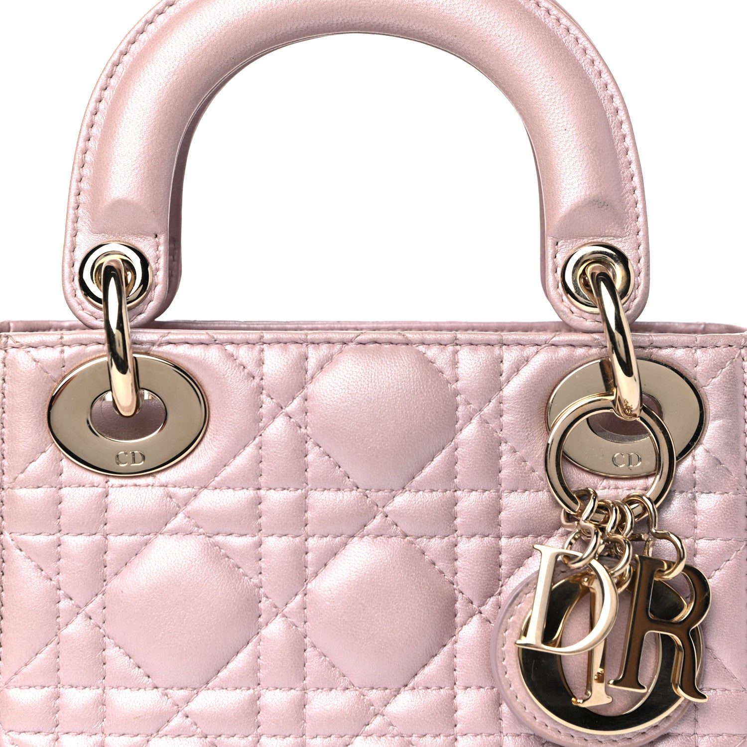 Christian Dior Metallic Lambskin Cannage Mini Lady Dior Lotus 8 of 20