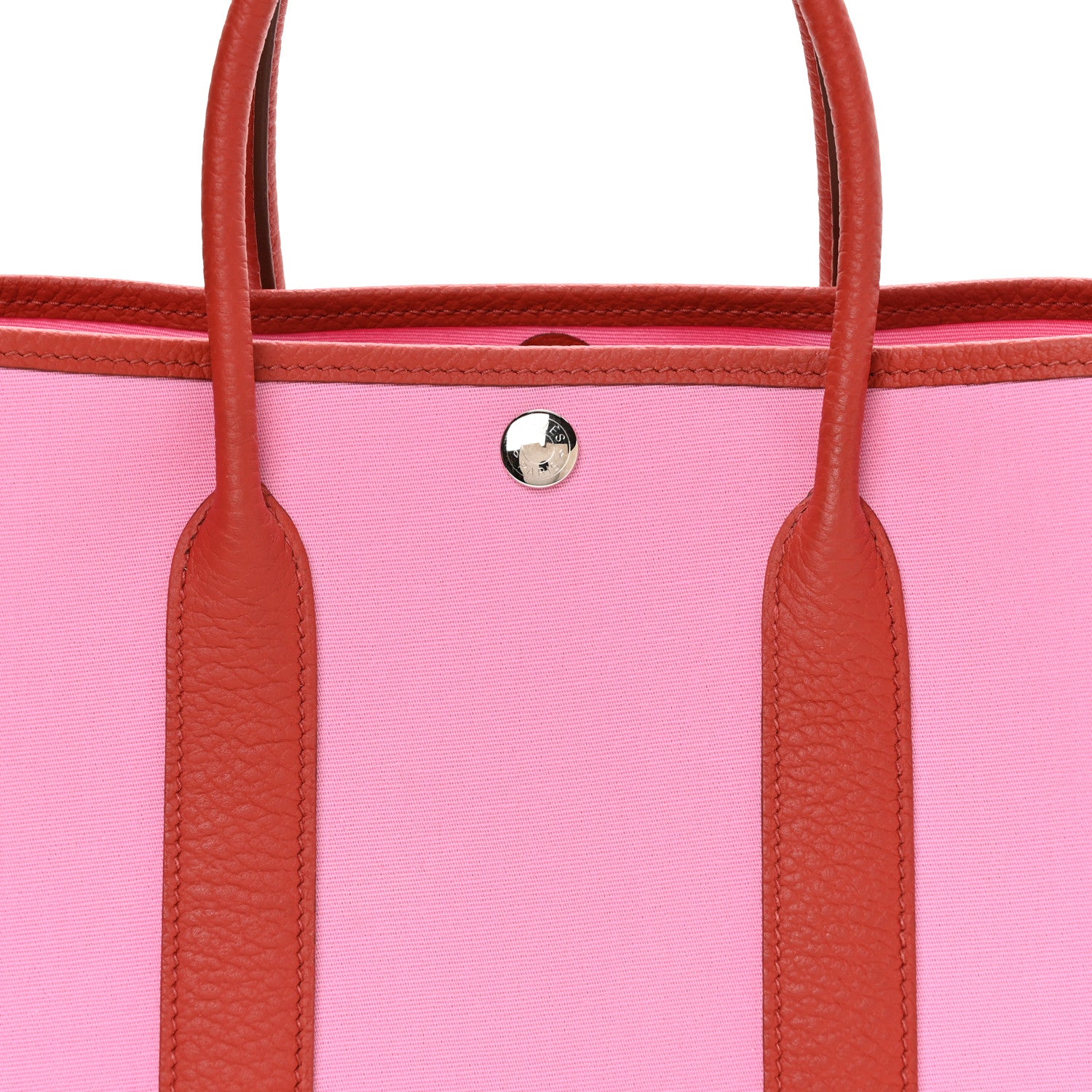 Hermes Toile Militaire Vache Country Garden Party Tote 30 Bubblegum Rouge Duchesse 8 of 11