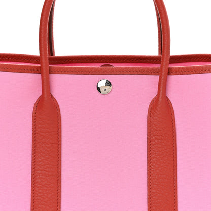 Hermes Toile Militaire Vache Country Garden Party Tote 30 Bubblegum Rouge Duchesse 8 of 11