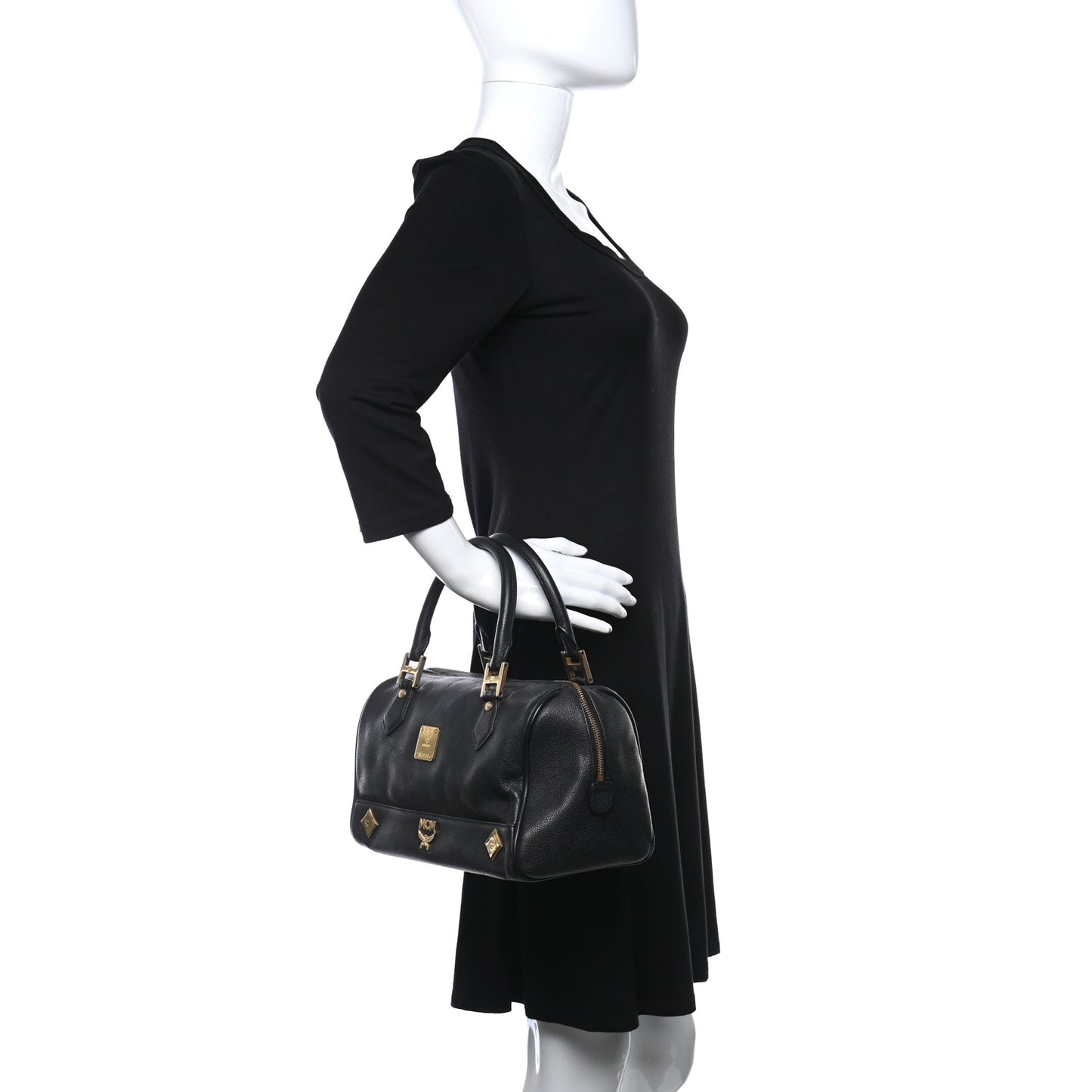 Grained Calfskin Boston Bag