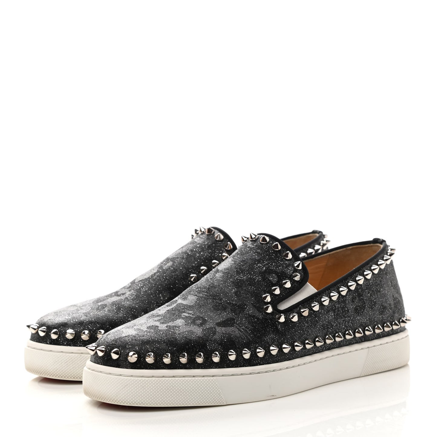 Glitter Spikes Womens Roller Boat Flat 38.5 Black