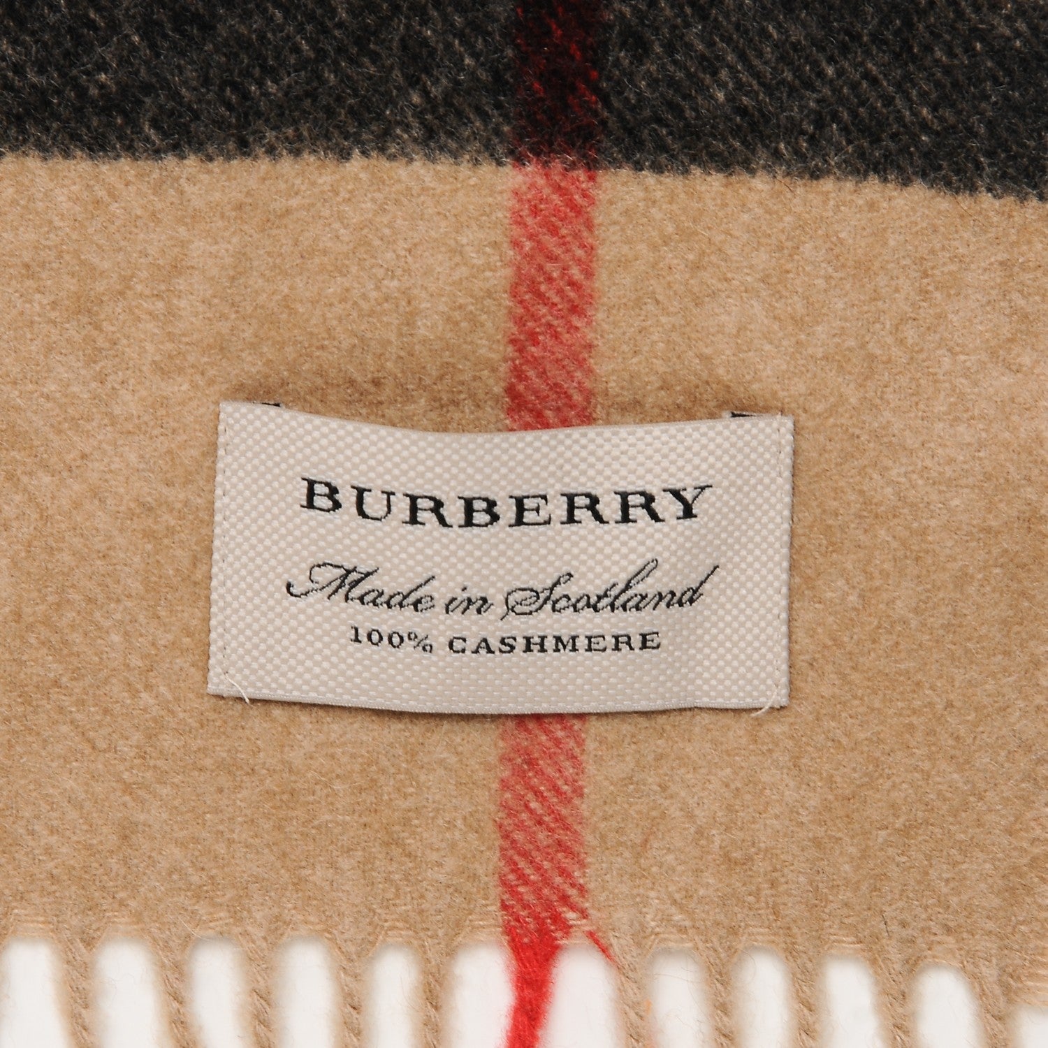 Burberry Cashmere Giant Check Fringe Scarf Camel 3 of 6