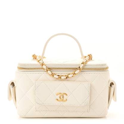 Chanel Lambskin Quilted Polly Pocket East West Top Vanity With Chain White 1 of 12