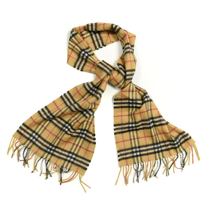 Burberry Cashmere Vintage Check Fringe Scarf Antique Yellow 1 of 4