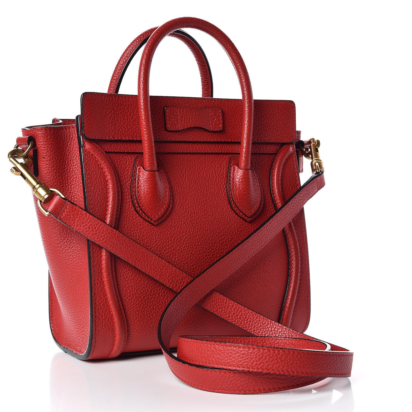 Drummed Calfskin Nano Luggage Red