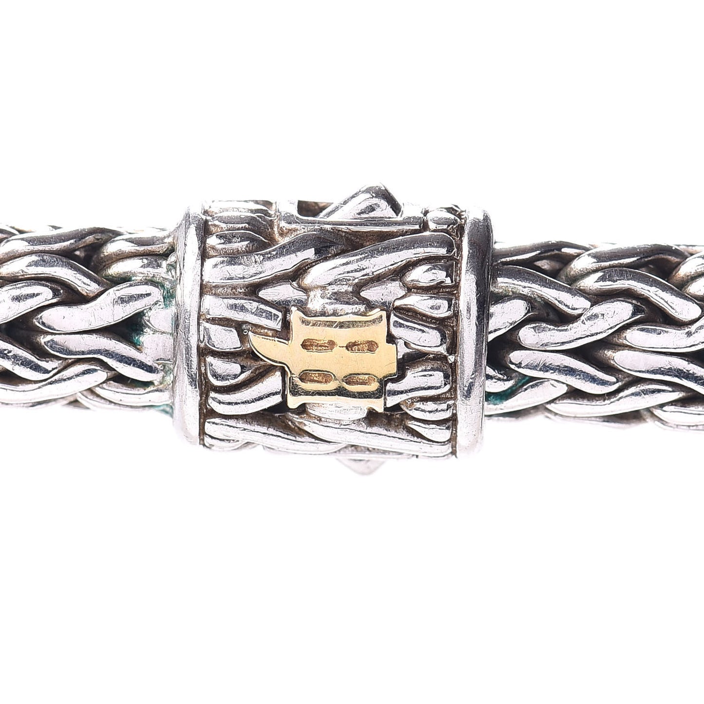 Sterling Silver 18K Yellow Gold 7.5mm Diamond Classic Chain Necklace