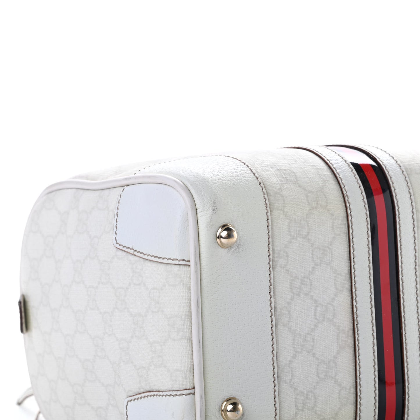 GG Plus Monogram Web Large Carry On Duffle Bag White
