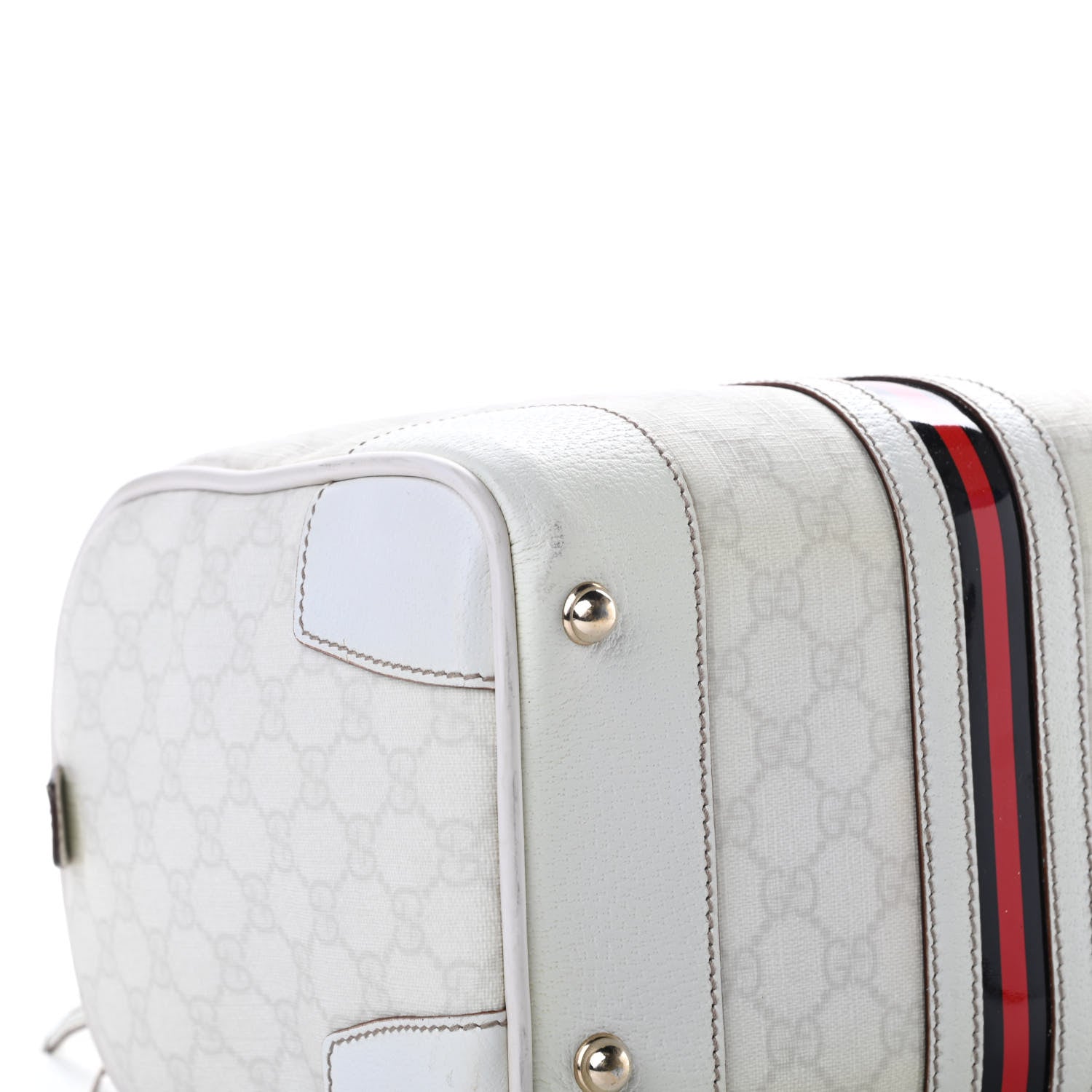 Gucci GG Plus Monogram Web Large Carry On Duffle Bag White 12 of 18